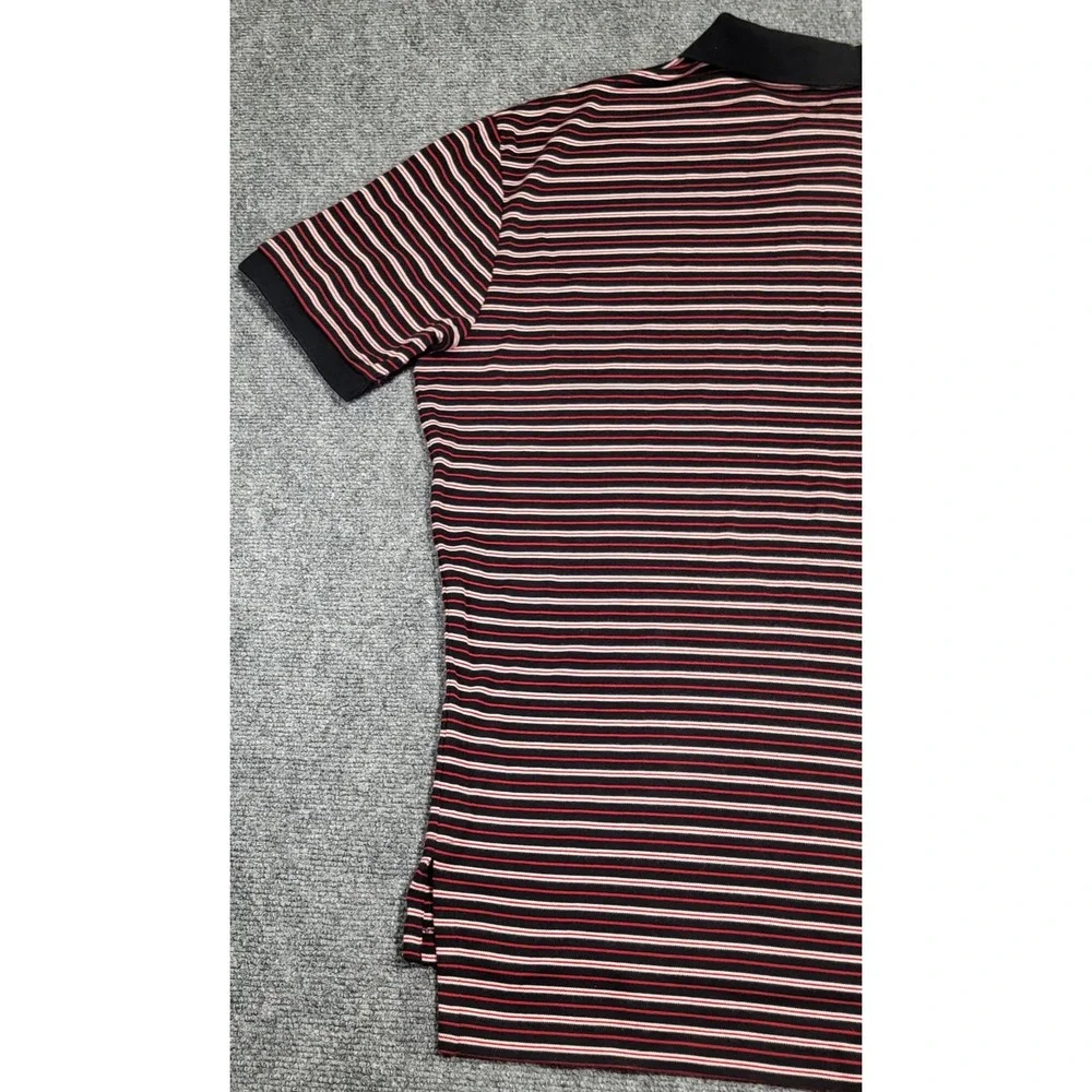 Vtg Polo Ralph Lauren Men's Red Black Striped Pony Short-Sleeve T-Shirt Size XL